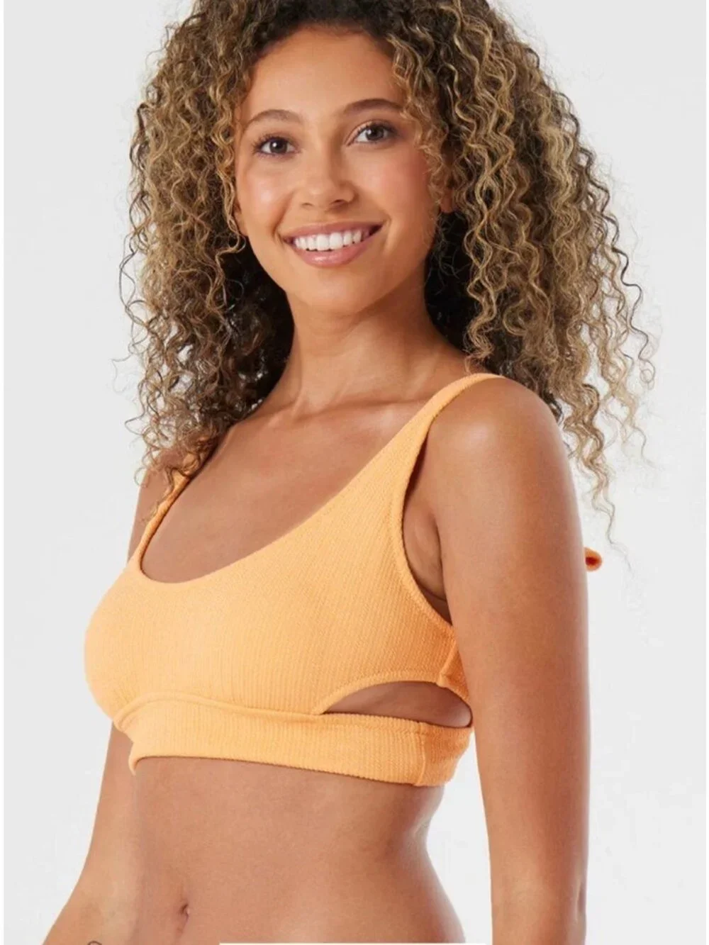 $50 ROXY Women’s Aruba Cut Out Bralette In Orange Papaya Size L